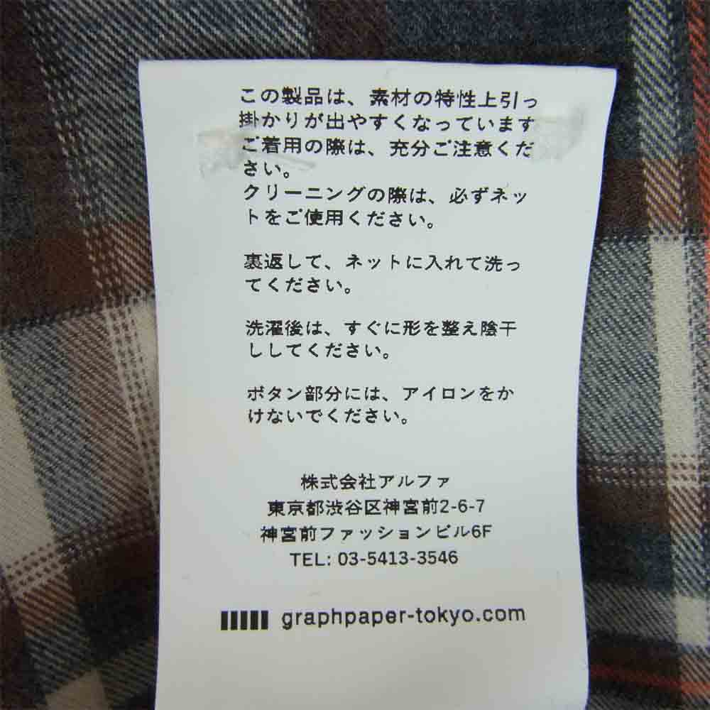 GRAPHPAPER グラフペーパー GM203-50182 THOMAS MASON for GP Oversized Band Collar Shirt オーバーサイズ バンドカラー シャツ GRY × ORG F【新古品】【未使用】【中古】