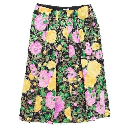 MIUMIU ミュウミュウ 花柄 プリーツ スカート ブラック系 38【中古】