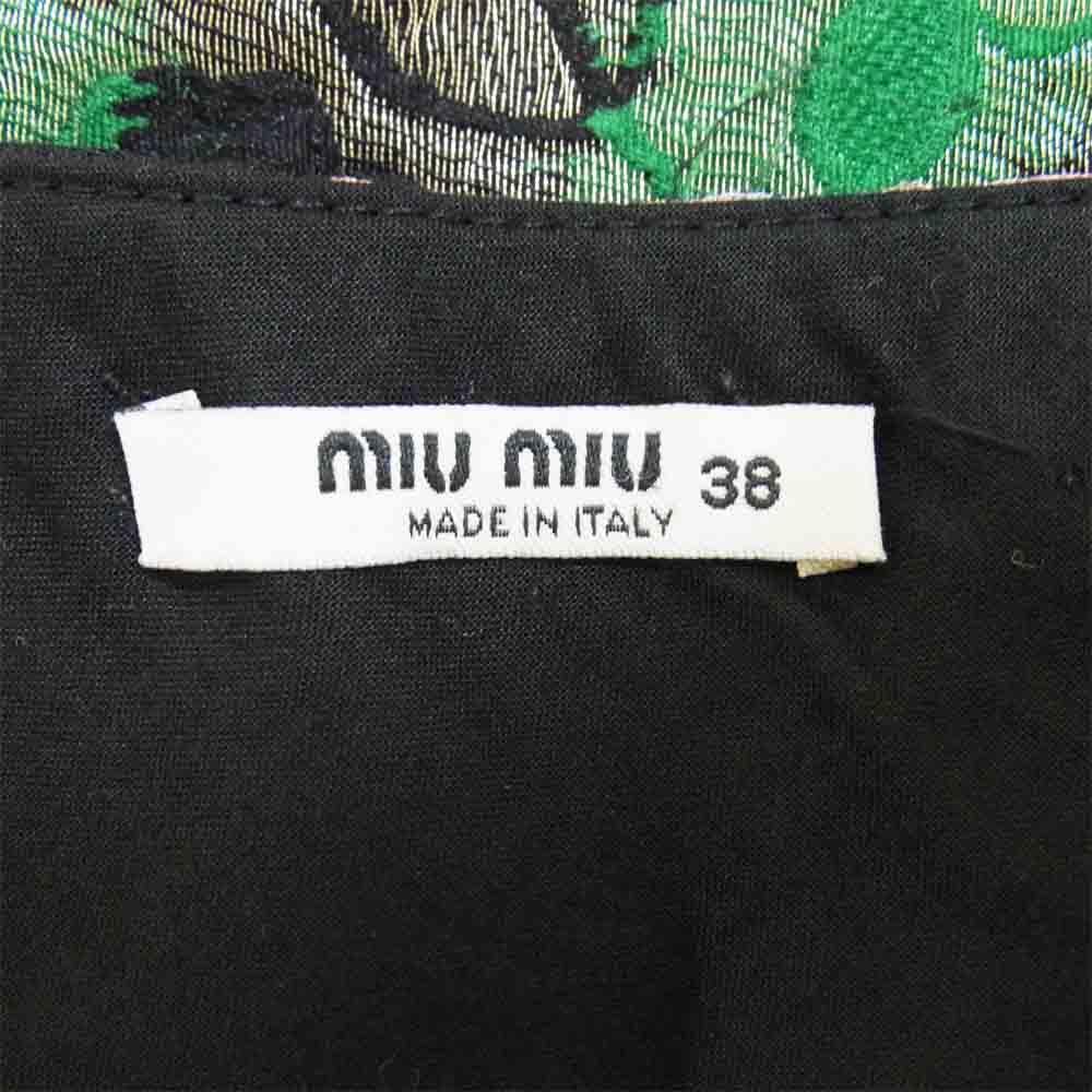 MIUMIU ミュウミュウ 花柄 プリーツ スカート ブラック系 38【中古】