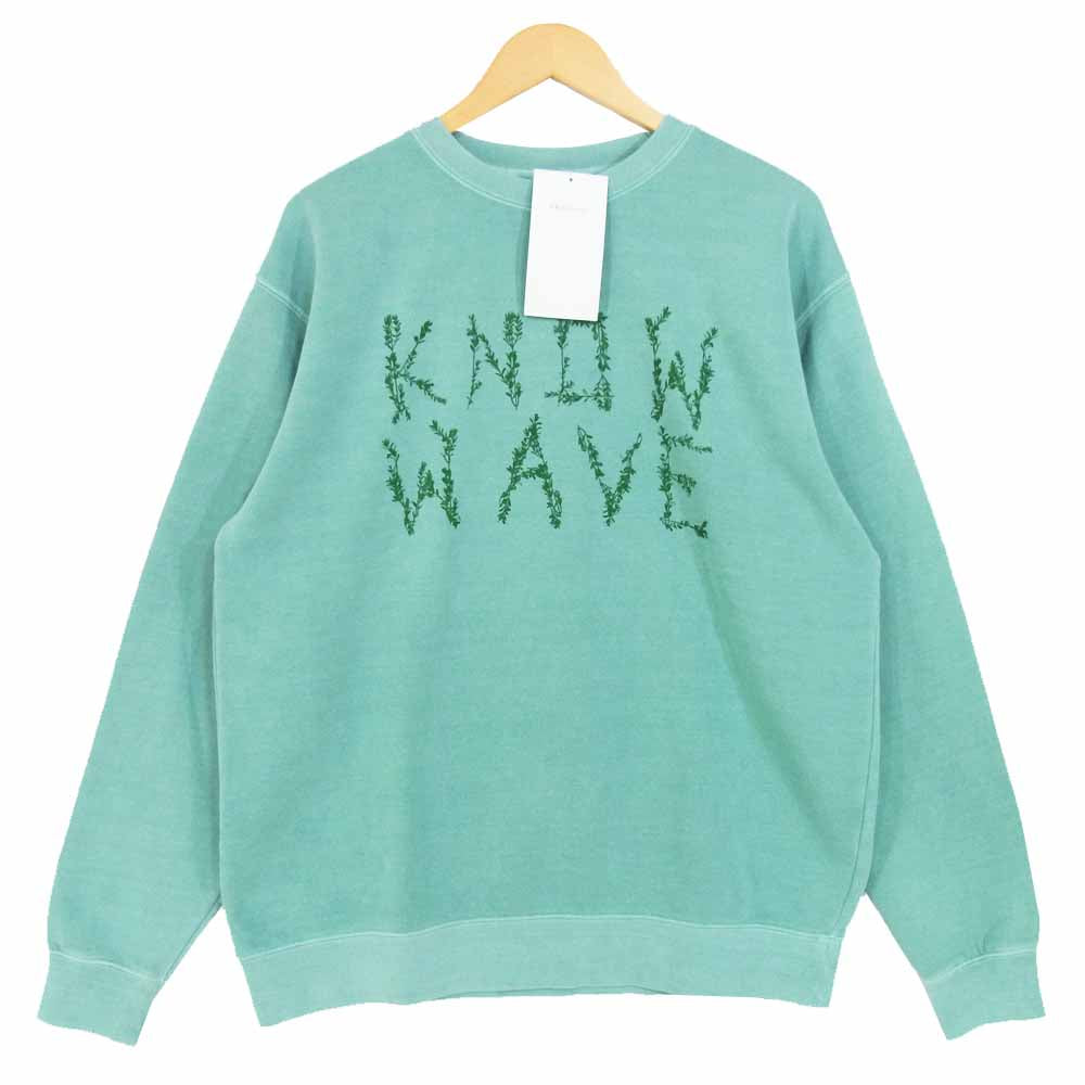 ノウウェーブ kfa-1950 Branches Crewneck ロゴ プリント クルーネック スウェット ライトグリーン系 L【新古品】【未使用】【中古】