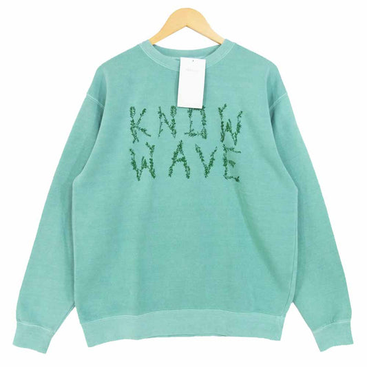 ノウウェーブ kfa-1950 Branches Crewneck ロゴ プリント クルーネック スウェット ライトグリーン系 L【新古品】【未使用】【中古】