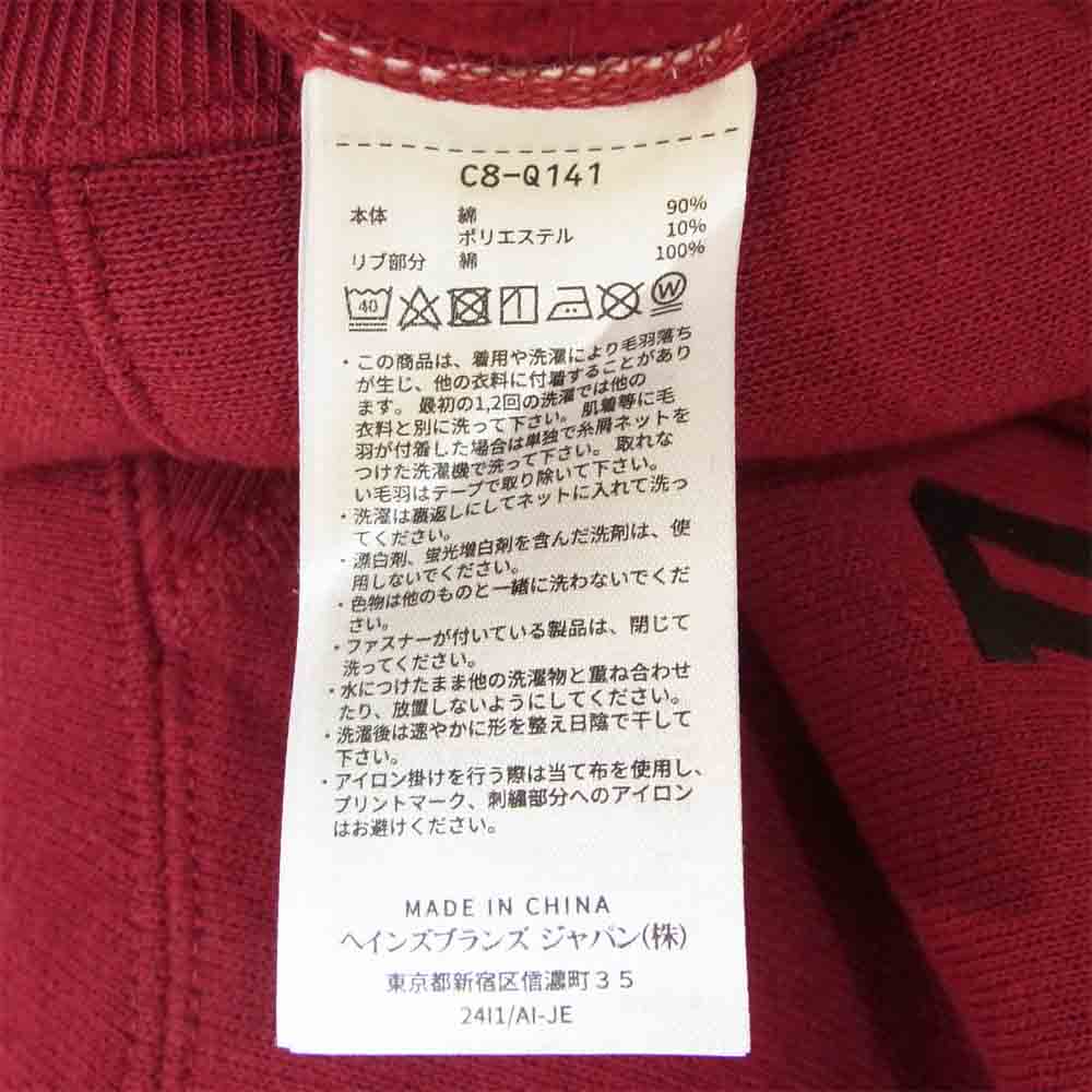 UNDEFEATED アンディフィーテッド C8-Q141 × CHAMPION チャンピオン ARCH LOGO RW HOOD SWEAT アーチ ロゴ パーカー ワインレッド系 L【新古品】【未使用】【中古】