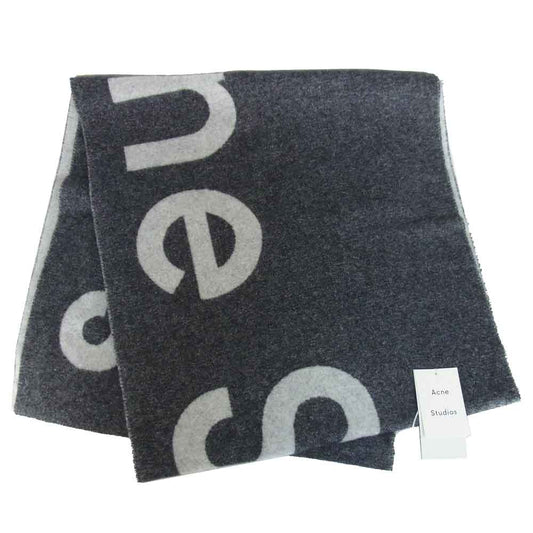 ACNE STUDIOS アクネストゥディオズ Toronty Logo wool blend scarf ロゴ ウール スカーフ ストール マフラー ブラック系【新古品】【未使用】【中古】
