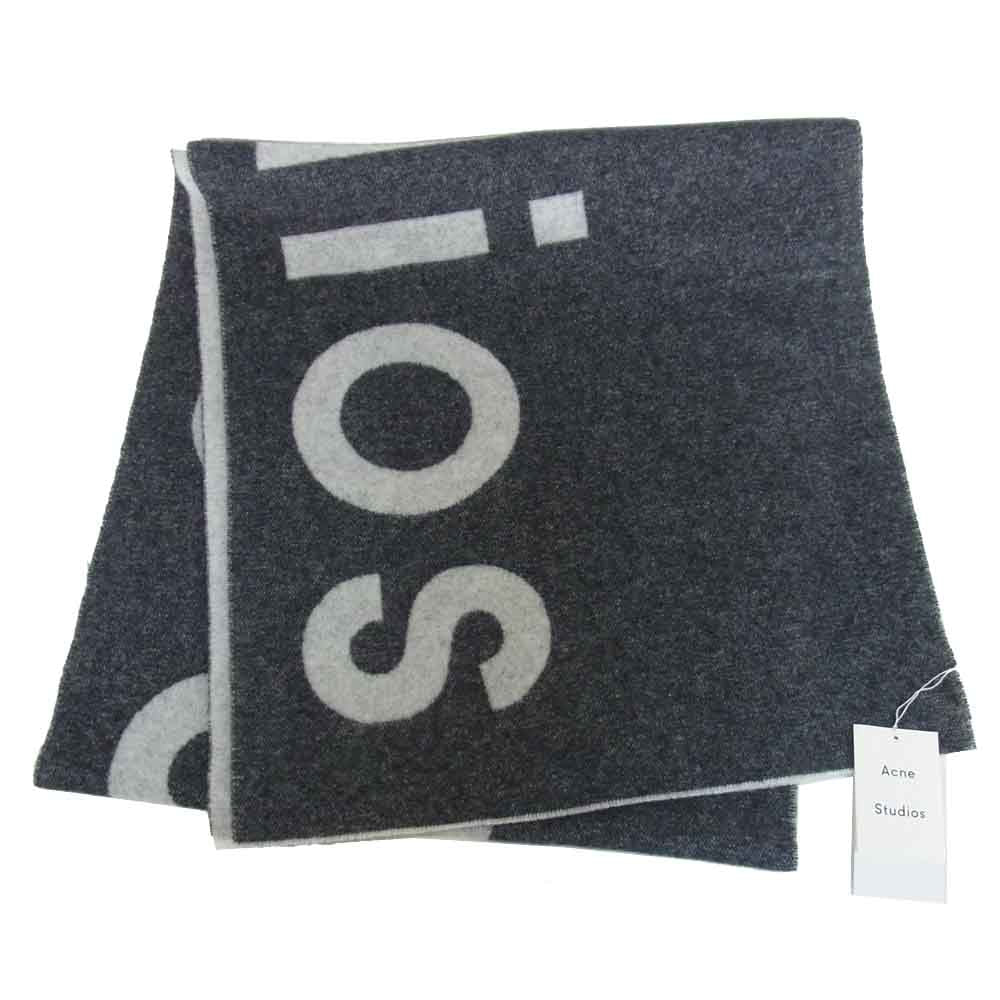 ACNE STUDIOS アクネストゥディオズ Toronty Logo wool blend scarf ロゴ ウール スカーフ ストール マフラー ブラック系【新古品】【未使用】【中古】
