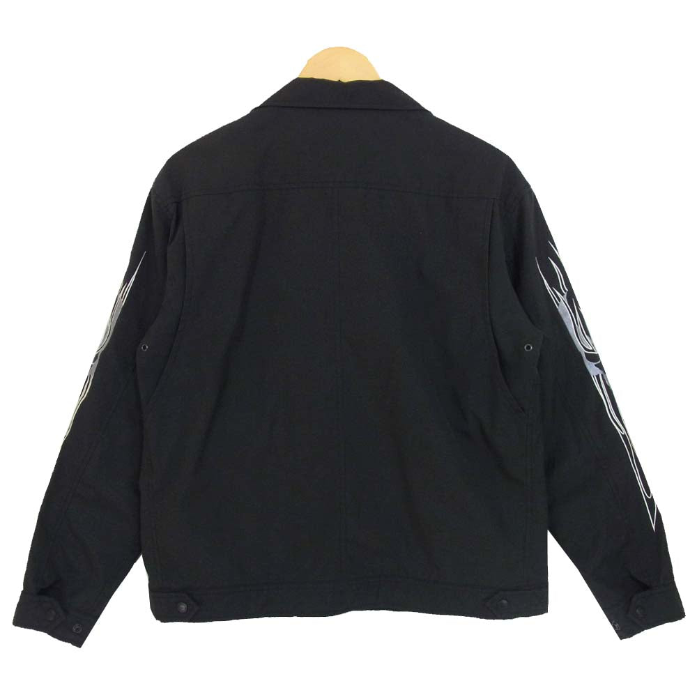 KADOYA カドヤ スカル ファイヤー 刺繍 DARKEST CORE ライディング コーチジャケット ブラック系 L【中古】