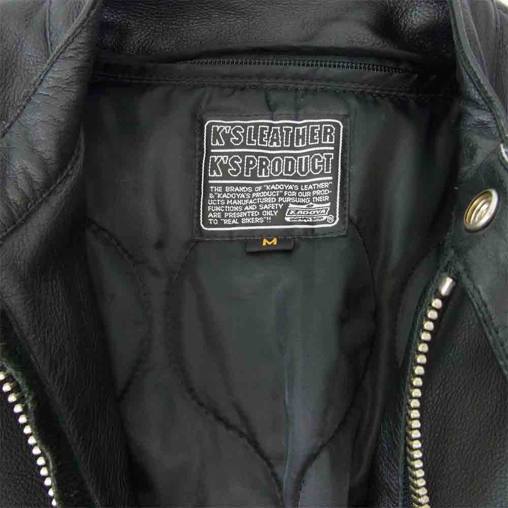 KADOYA カドヤ K'S LEATHER ライナー着脱可 ソフト レザー シングルライダース ジャケット ブラック系 M【中古】