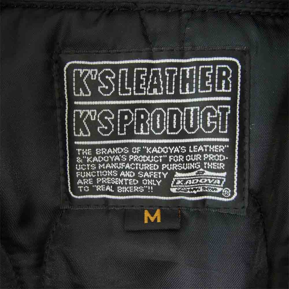 KADOYA カドヤ K'S LEATHER ライナー着脱可 ソフト レザー シングルライダース ジャケット ブラック系 M【中古】