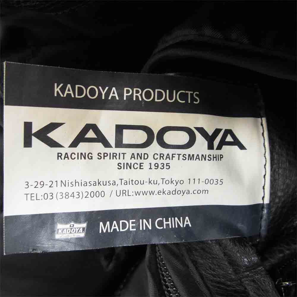 KADOYA カドヤ K'S LEATHER ライナー着脱可 ソフト レザー シングルライダース ジャケット ブラック系 M【中古】