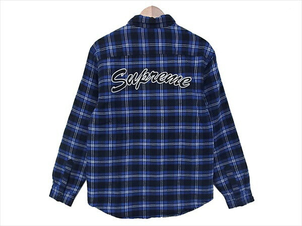 Supreme シュプリーム 未使用 19AW Arc Logo Quilted Flannel Shirt アーチロゴ キルト フランネル 長袖シャツ 青 青 M【極上美品】【中古】