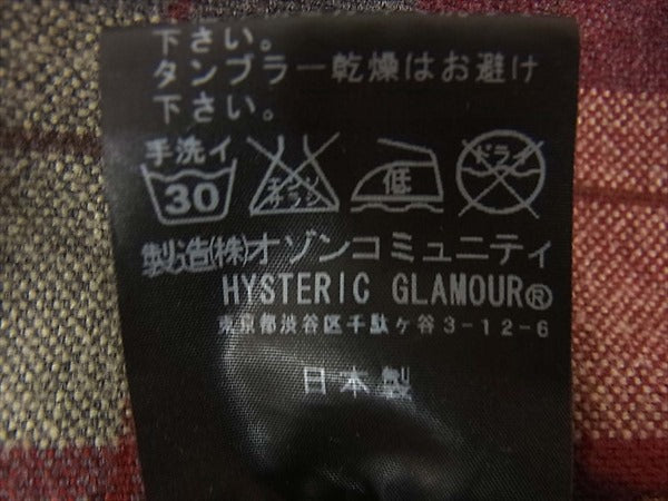 HYSTERIC GLAMOUR ヒステリックグラマー 0294AH01 TOO DRUNK TO FUCK シャツ ジャケット 長袖シャツ レッド系 レッド系 Ｓ【中古】