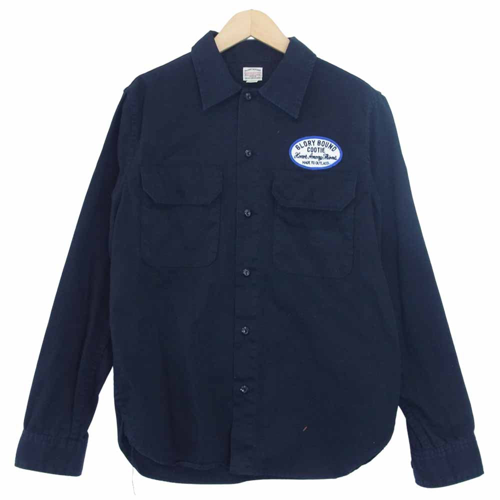 COOTIE クーティー 日本製 バック刺繍 ワッペン ワーク 長袖シャツ 黒系 黒系 S【中古】