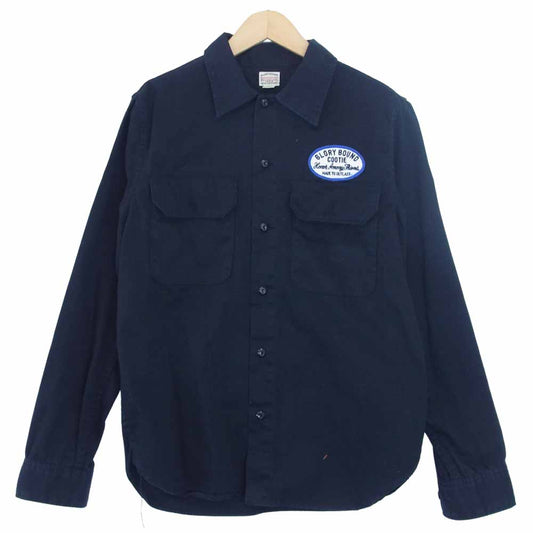 COOTIE クーティー 日本製 バック刺繍 ワッペン ワーク 長袖シャツ 黒系 黒系 S【中古】