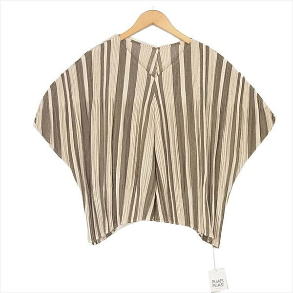PLEATS PLEASE プリーツプリーズ イッセイミヤケ PLAYING STRIPE PK83-JK651-47 レディース カットソー グレー系 グレー系 3【新古品】【未使用】【中古】
