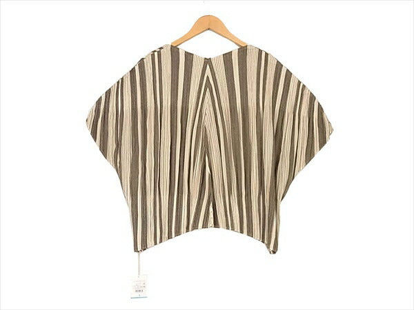 PLEATS PLEASE プリーツプリーズ イッセイミヤケ PLAYING STRIPE PK83-JK651-47 レディース カットソー グレー系 グレー系 3【新古品】【未使用】【中古】