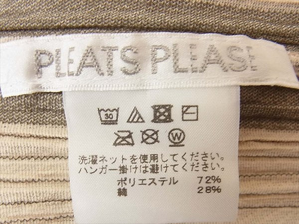 PLEATS PLEASE プリーツプリーズ イッセイミヤケ PLAYING STRIPE PK83-JK651-47 レディース カットソー グレー系 グレー系 3【新古品】【未使用】【中古】