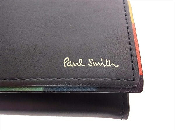 Paul Smith ポール・スミス 二つ折り レザー 小銭入れ コインケース ネイビー系【美品】【中古】