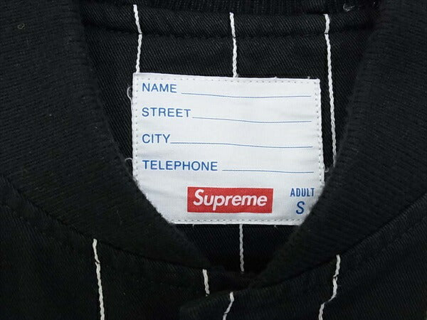 Supreme シュプリーム 19SS Pinstripe Varsity Jacket ピンストライプ 最高刺繍 バーシティ ジャケット ブラック系 S【新古品】【未使用】【中古】