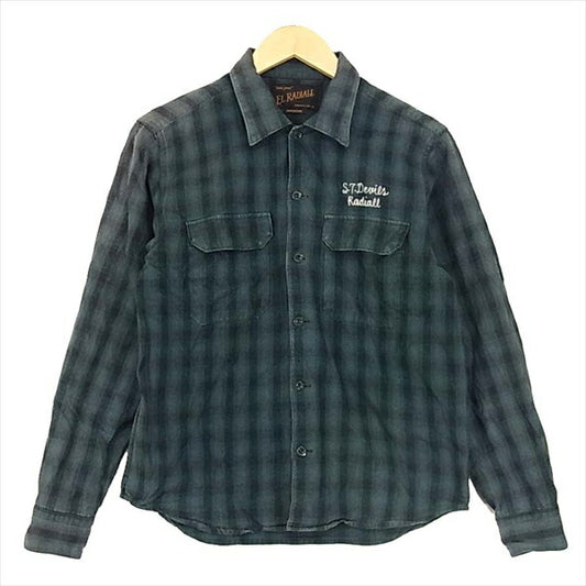 RADIALL ラディアル  刺繍 チェック 薄手 コットン 日本製 長袖シャツ グリーン系 グリーン系 Ｍ【中古】