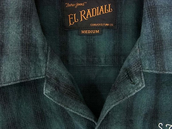 RADIALL ラディアル  刺繍 チェック 薄手 コットン 日本製 長袖シャツ グリーン系 グリーン系 Ｍ【中古】
