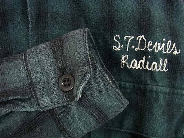 RADIALL ラディアル  刺繍 チェック 薄手 コットン 日本製 長袖シャツ グリーン系 グリーン系 Ｍ【中古】