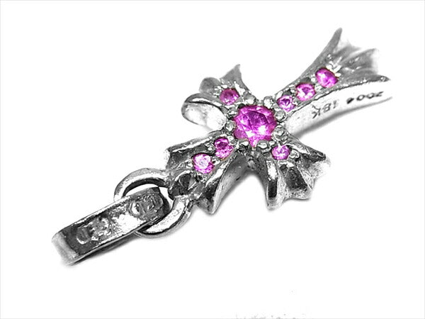 CHROME HEARTS クロムハーツ（原本無） K18WG ベビーファット クロス チャーム パヴェ ピンクサファイヤ ペンダントトップ ホワイトゴールド ホワイトゴールド【中古】