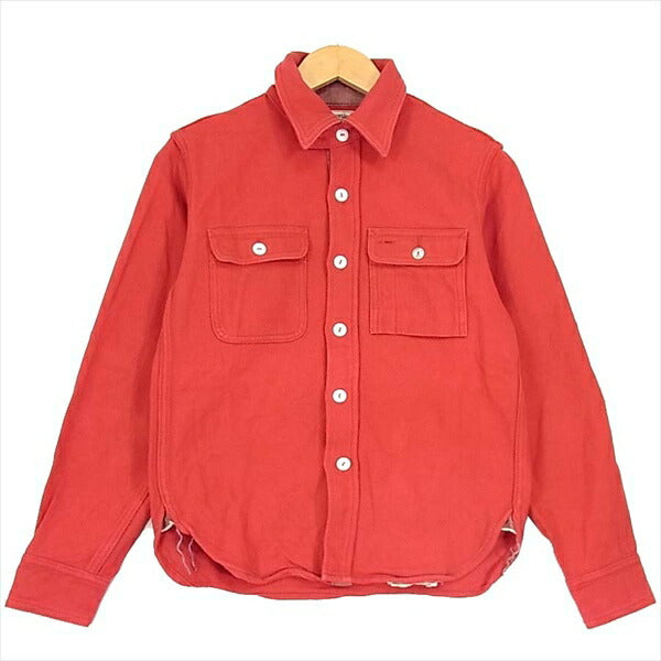 Pherrow's フェローズ ワーク シャツ ヘビー コットン 厚手 赤 ロングスリーブ 長袖シャツ レッド系  レッド系 34【中古】