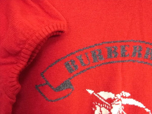 BURBERRY LONDON バーバリー ロンドン  半袖 赤 38 薄手 コットン ウール ニット レッド系 レッド系 38【中古】