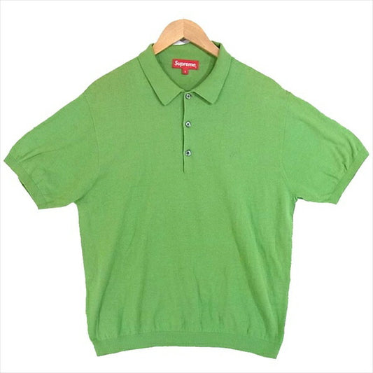 Supreme シュプリーム 17SS Knit Polo S ロゴ 刺繍 半袖ポロシャツ ポロ ポロシャツ ライトグリーン系 ライトグリーン系 S【中古】