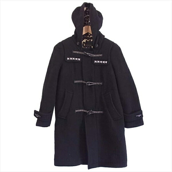 HYSTERIC GLAMOUR ヒステリックグラマー 0104AC5 スタッズ レオパード ダッフル レディース コート 黒系 黒系 FREE【中古】