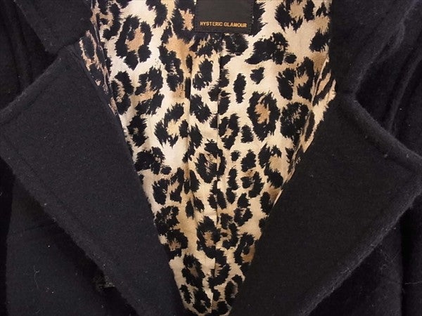 HYSTERIC GLAMOUR ヒステリックグラマー 0104AC5 スタッズ レオパード ダッフル レディース コート 黒系 黒系 FREE【中古】