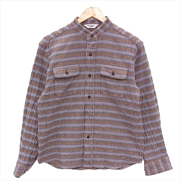 CALEE キャリー ノーカラー フランネル 長袖シャツ ブラウン系 ブラウン系 L【中古】