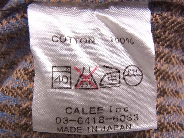 CALEE キャリー ノーカラー フランネル 長袖シャツ ブラウン系 ブラウン系 L【中古】