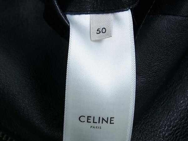 CELINE セリーヌ クラシックバイカージャケット黒50 レザー ジャケット ブラック系  ブラック系 50【美品】【中古】