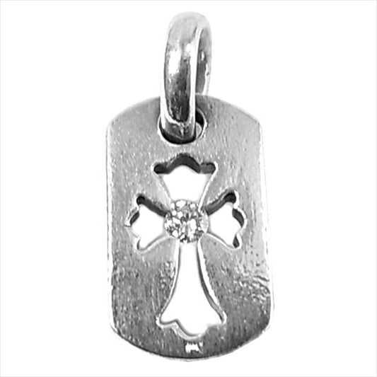 CHROME HEARTS クロムハーツ（原本有） 国内正規店原本付属 1ダイヤ タイニー カットアウト クロス スモール ドッグタグ ペンダントトップ シルバー【中古】