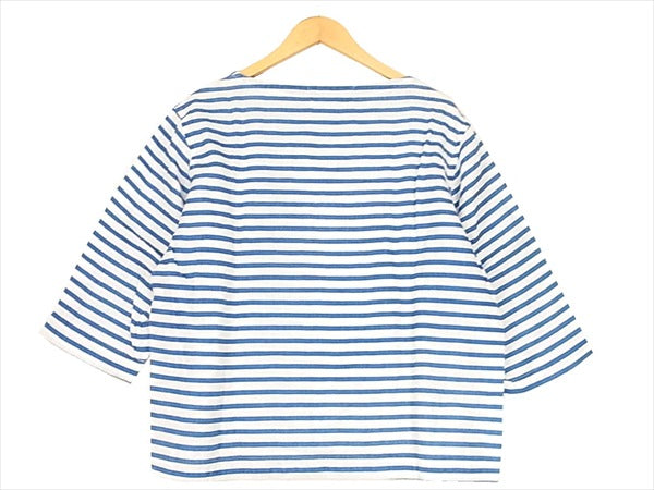 コネクト リネン ボーダー 日本製 薄手 麻 ボートネック レディース カットソー ブルー系 ブルー系 4【中古】
