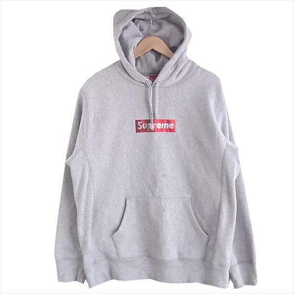 Supreme シュプリーム 19SS Swarovski Box Logo Hooded Sweatshirt パーカー グレー系 L【中古】