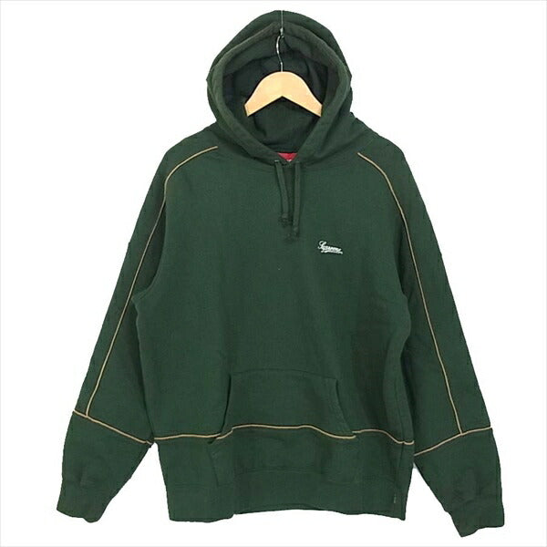Supreme シュプリーム 18ss piping sweat shirt パイピングスウェット Lサイズ パーカー グリーン系 グリーン系 L【中古】