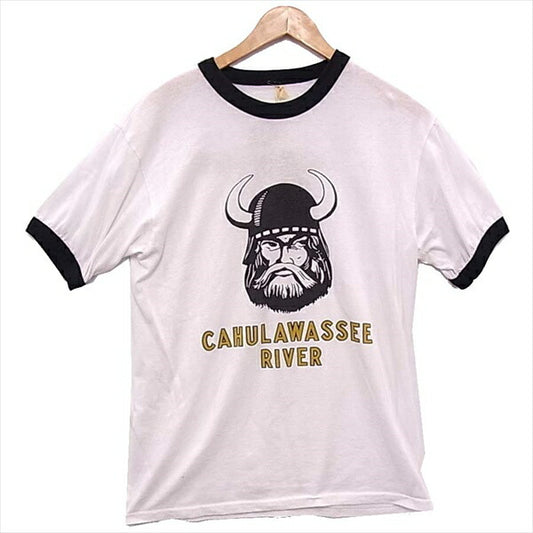 TENDERLOIN テンダーロイン T-RAGLAN 3/4 T-RAGLAN 3/4 CAHULAWASSEE RIVER プリント ラグラン カットソー 白系 白系 M【美品】【中古】