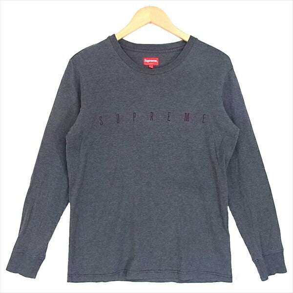 Supreme シュプリーム 長袖 Tシャツ ロングTシャツ ボーダー ブランドロゴ 刺繍 カットソー チャコール系 チャコール系 S【中古】