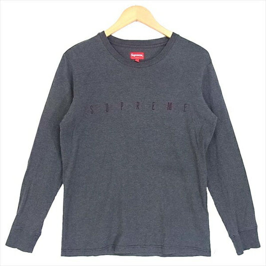 Supreme シュプリーム 長袖 Tシャツ ロングTシャツ ボーダー ブランドロゴ 刺繍 カットソー チャコール系 チャコール系 S【中古】