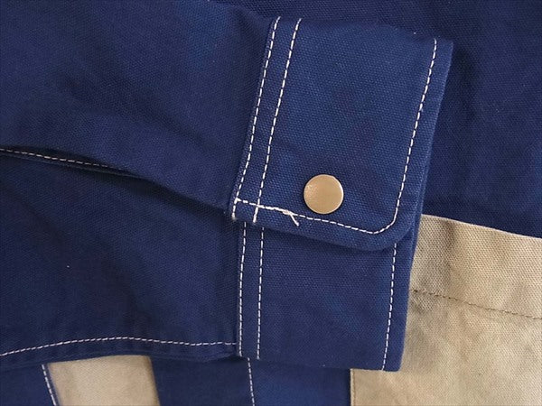 MEI メイ ×coen カプセルコレクション クレイジーパターン バンドカラー シャツ 長袖シャツ 紺×ベージュ S【美品】【中古】