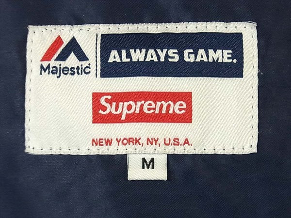 Supreme シュプリーム × New York Yankees ヤンキース 15SS Satin Hooded Coaches Jacket コーチジャケット ジャケット ネイビー系 M 【中古】 ネイビー系 M【中古】