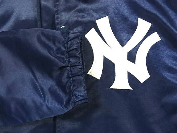 Supreme シュプリーム × New York Yankees ヤンキース 15SS Satin Hooded Coaches Jacket コーチジャケット ジャケット ネイビー系 M 【中古】 ネイビー系 M【中古】