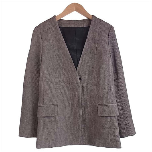 BARNEYS NEWYORK バーニーズニューヨーク ノーカラ― セットアップ レディース スーツ ブラウン系 36【美品】【中古】