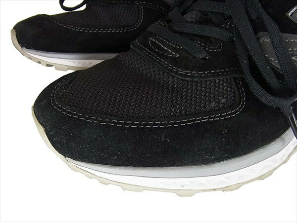 NEW BALANCE ニューバランス MS574AB ロゴ レッド ソール スポーツシューズ スニーカー ブラック系 US8.5【中古】