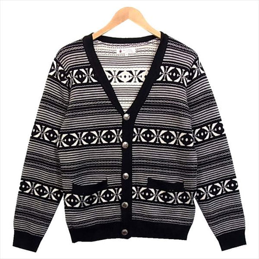 The DUFFER of ST.GEORGE ザダファーオブセントジョージ 総柄 ニット カーディガン 黒系 M【中古】