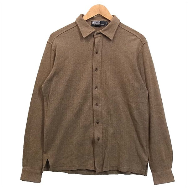 POLO RALPH LAUREN ポロ・ラルフローレン ヘリンボーン カットソー地 ワークシャツ ブラウン系 M【中古】