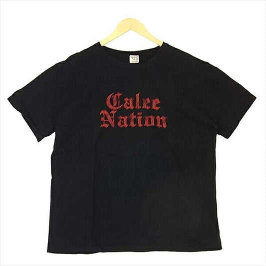 CALEE キャリー 半袖 コットン フットボール ロゴ レッド Tシャツ ブラック系 XL【中古】
