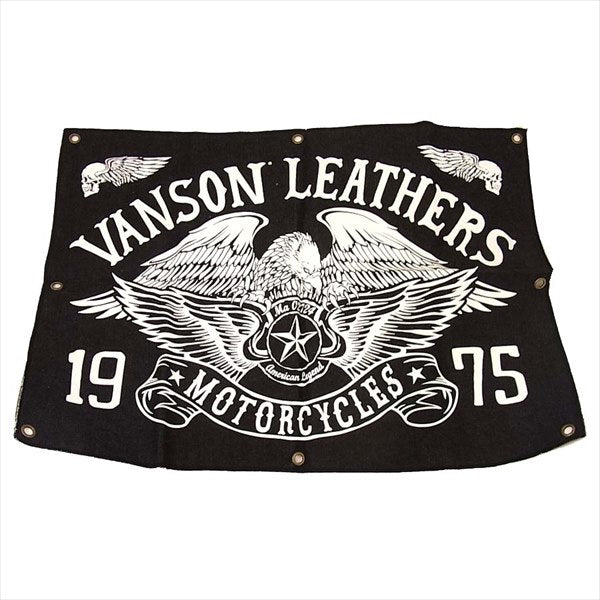 VANSON バンソン バナー デニム素材 ハトメ 穴 フラッグ プリント 黒系【美品】【中古】