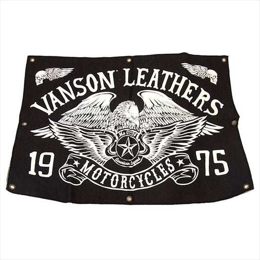 VANSON バンソン バナー デニム素材 ハトメ 穴 フラッグ プリント 黒系【美品】【中古】